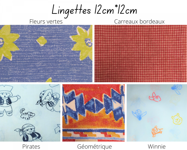 photos tissu lingettes 12 cm